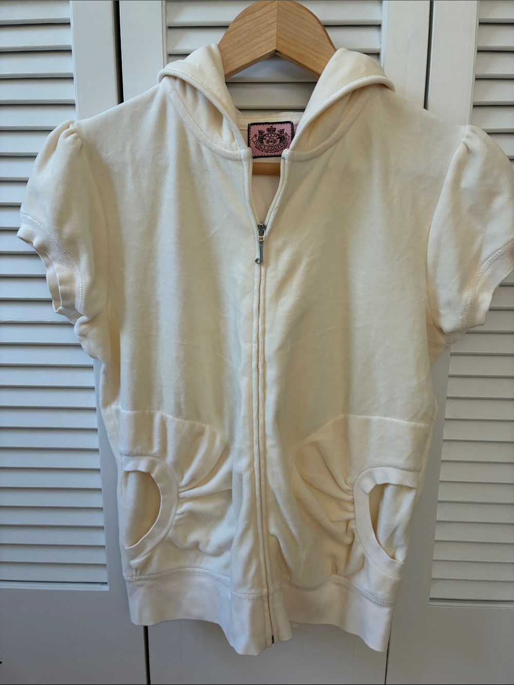 Juicy Couture Cream Hooded Zip Sweatshirt with Pink Label
